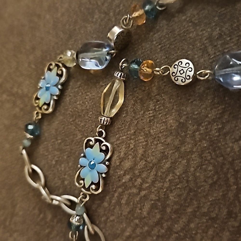 BRIGHTON Long Two-sided Floral Tile Chain Sun Joy Station Necklace - Picture 5 of 10